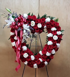 Loving Heart (White & Red Roses)