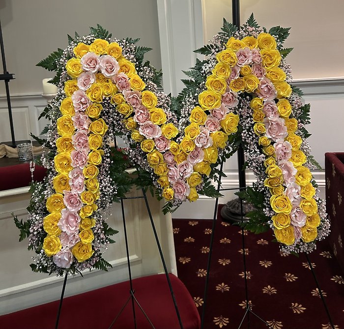 Single Letter Standing Spray- Roses