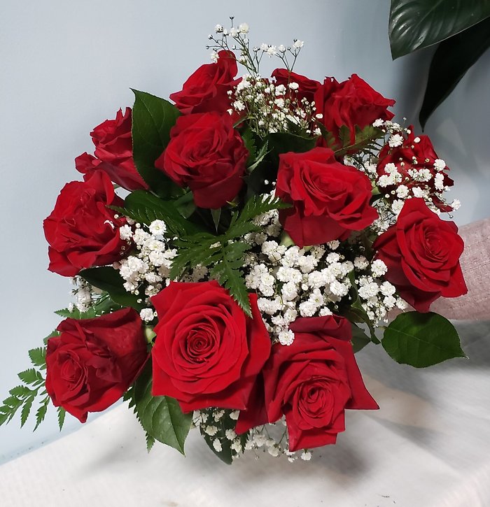1 Dozen Red Rose bouquet- wrapped