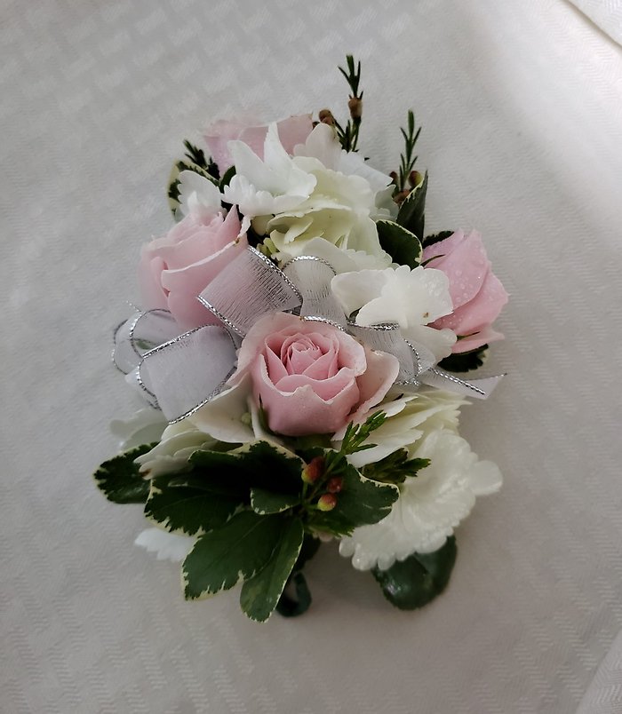 Hydrangea and Spray Rose Corsage